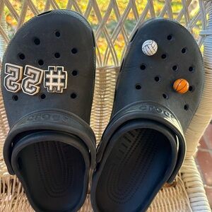CROCS Kids Black Slippers with Sports Charms